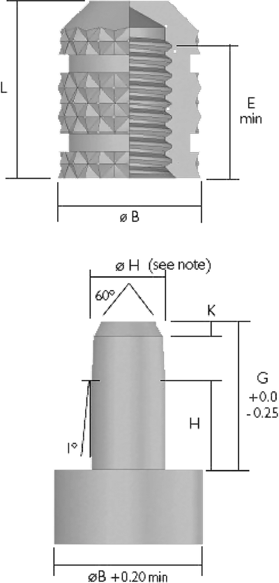 THREAD INSERTS TYPE A Drawing