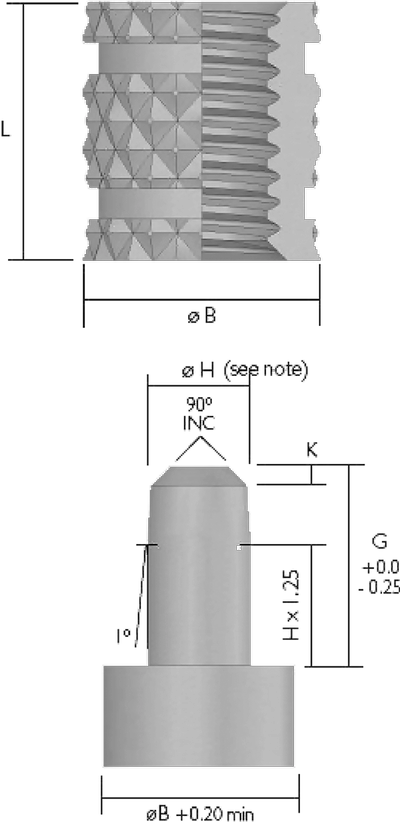THREAD INSERTS TYPE B Drawing