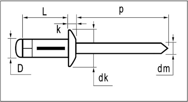 BLIND RIVET DOMEHEAD Drawing