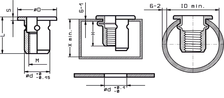 KD-NUTS FLAT HEAD Drawing