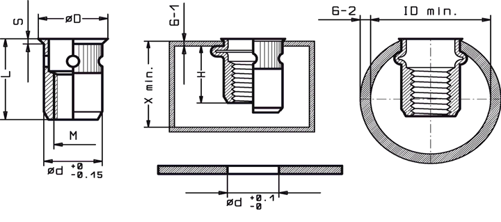 KD-NUTS LOW PROFILE HEAD KNURLED Drawing