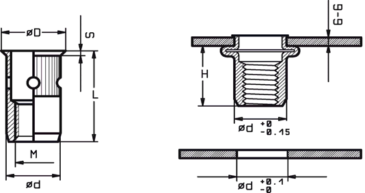 KD-NUTS LOW PROFILE HEAD KNURLED Drawing