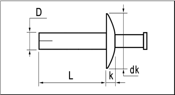 BLIND RIVET DOMEHEAD LH Drawing
