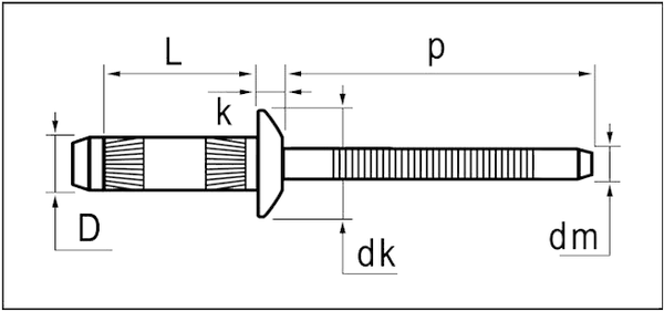 BLIND RIVET DOMEHEAD Drawing