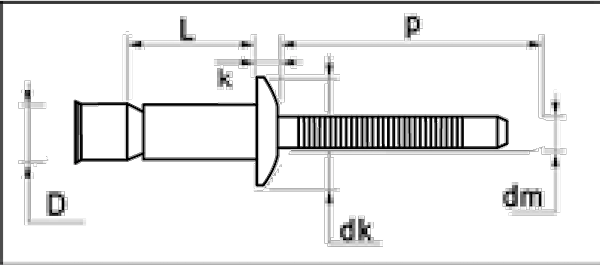 BLIND RIVET DOMEHEAD Drawing