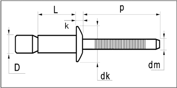 BLIND RIVET DOMEHEAD Drawing