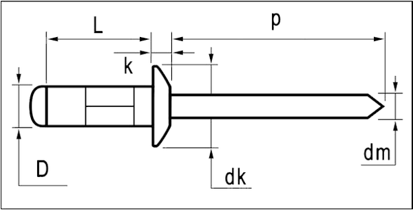 BLIND RIVET DOMEHEAD LH Drawing