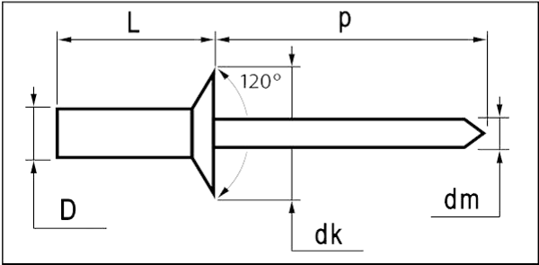 BLIND RIVET COUNTERSUNK Drawing